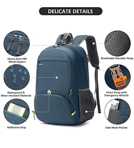 MRPLUM 30L Rucksack Foldable Ultralight Packable Backpack,Navy Blue — view 4