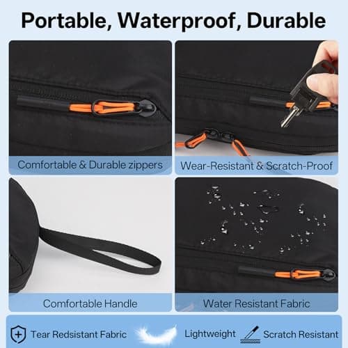 Teskyer Cable Organizer Bag - Portable, Waterproof, Compact Design, Travel Organiser, Travel Accessories, 23 x 13 x 5 cm, Black — view 3