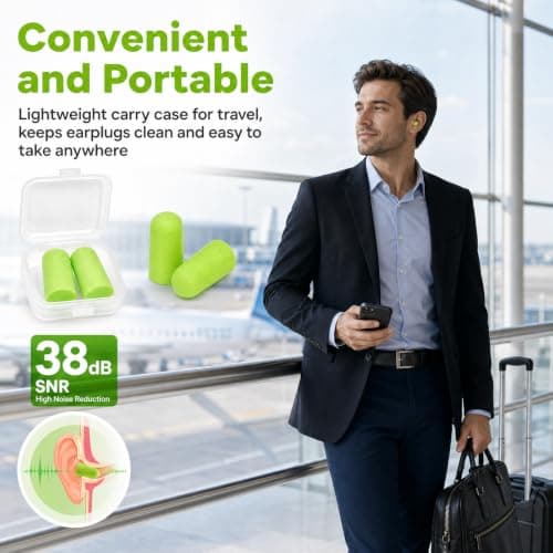 Boyfield Ultra Soft Foam Earplugs 60 Pairs Ear Plugs for Sleep (Green) — view 5