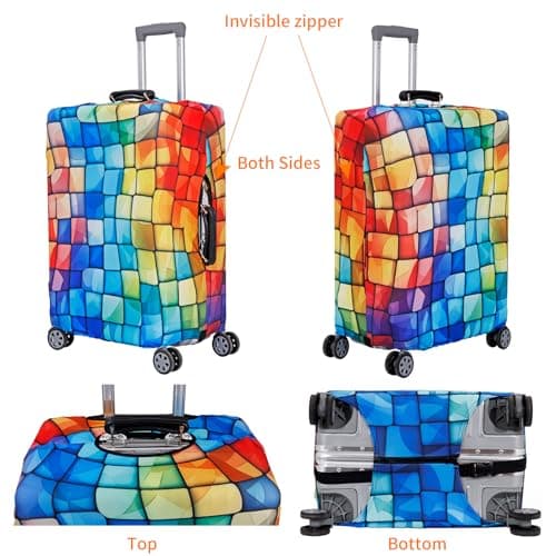 Tripnuo Elastic Thicker Luggage Cover for Trunk Case Apply to 18''-32'' Suitcase,Suitcase Protective Cover Travel Accessories (Block, L) — view 3