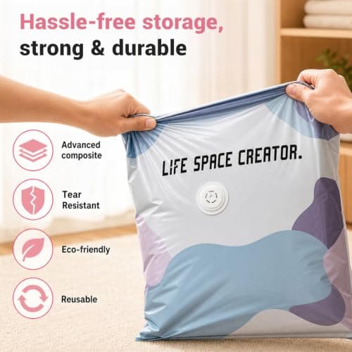 Vacuum Storage Bags, Large Capacity 3D Compression Bags for Clothes Duvet Bedding Blankets Comforters Pillows Travel & Home, No Pump Press & Seal Space Saver, Reusable Heavy Duty (3PACK, 70×50×30cm) — view 4