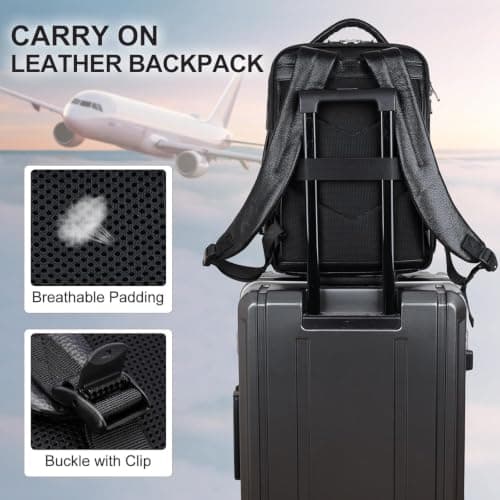 TIDING Genuine Leather Expandable 15.6" Laptop Backpack for Men — view 6
