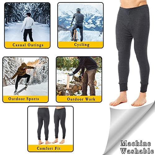 Heatwave® Pack of 2 Men's Thermal Trousers Long Johns Warm Underwear Baselayer, S M L XL XXL Thermals, Small Charcoal — view 5