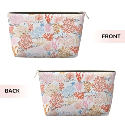Gold Leather Travel Toiletry Bag – Reusable Coral Reef Print Storage Bag, Toiletry Shaving Kit for Daily Use, Vacation — view 2
