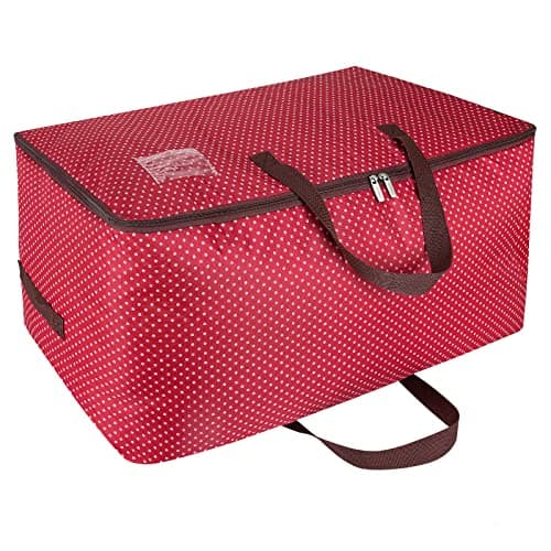 DOKEHOM 105L Large Storage Bag with Zip, Underbed Clothes Organizer, Red