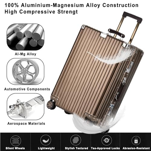 All Aluminium Hard Shell Suitcase Medium Size Travel Metal Suitcase — view 2
