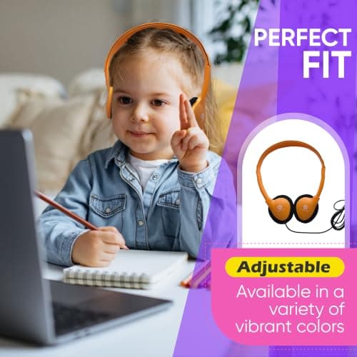 10 Pack Bulk Wired Headphones, On Ear with 3.5mm Jack, 4ft Tangle Free Cable, Comfortable Fit, Affordable and Cost Effective, Ideal for School Classroom Testing Students Events Groups, Black — view 5