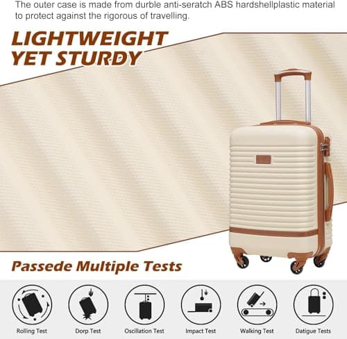 COOLIFE Suitcase Set 3 Piece, 20" Small Suitcase with Travel Bag & Wash Bag — view 5