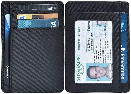 Oak Leathers Leather Wallet for Men & Women - RFID Wallet Slim Credit Card Holder 1 ID Window Thin Wallets Front Pocket — view 2