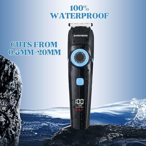 BarberBoss 3-in-1 Beard Trimmer, Hair Clipper & Nose Trimmer for Men, Waterproof Grooming Kit with Precision Blades, Adjustable Trim Lengths, USB Rechargeable, LED Display, Travel Case — view 4