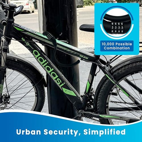 TIJAR Combination Bike Lock Cable, Heavy-Duty 4-Digit Resettable Code Lock | Anti-Theft Security with Alloy Core & Scratch-Proof Soft Plastic Cover | Water Proof Coating, Ideal for Bicycles & Gates — view 6