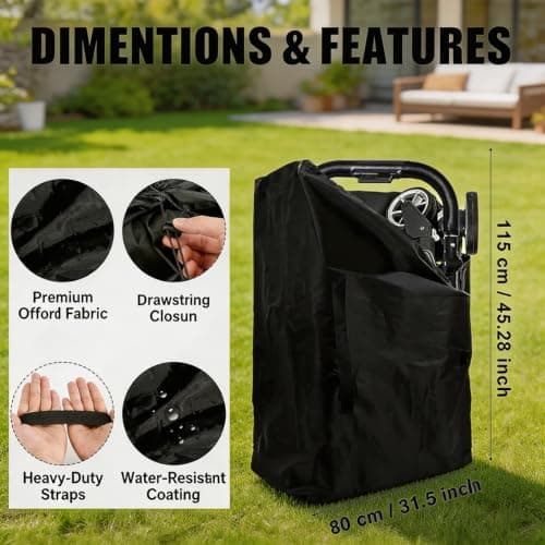 WQorphix Car Seat Travel Bag, Buggy Bag, 115×80cm Large Capacity Stroller Bag, Waterproof Stroller Bag for Airplane, Portable Dustproof Stroller Travel Bag for Air Travel and Outdoor Transport — view 3