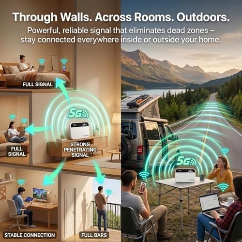 5G Portable WiFi 6 Router, 3000mAh Battery, SIM-Free, Up to 15 Devices — view 5