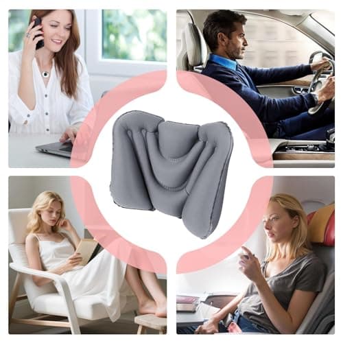 2 Pieces Inflatable Lumbar Pillows 45x31 Cm Gray PVC Breathable Foldable Lower Back Pillow Ergonomic Back Cushion Car Lumbar Support For Adults Travel Camping Outdoor Home Office Chair — view 4