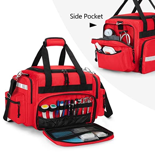 Damero Large Capacity Emergency Medical Bag with Removable Dividers, Red — view 3