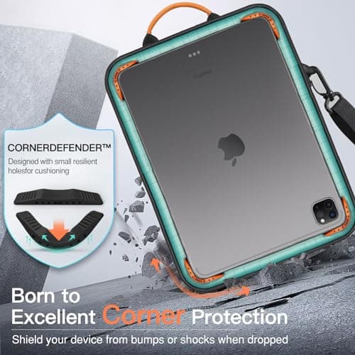 MoKo 9-11 Inch Tablet Sleeve Bag Handle Carrying Case with Shoulder Strap Fits 11inch iPad Air M3, iPad A16 2025, Pro 11 inch, iPad 10/9/8/7th Gen, Tab S8/S9 11", Black & Gray — view 4