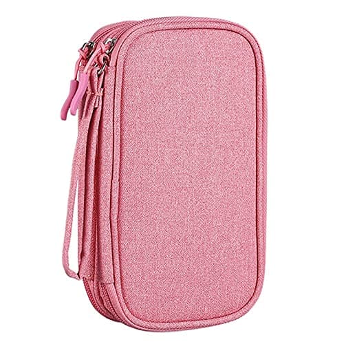 Wzxksoac Electronics Accessories Organizer Pouch Bag, for Power Adapter/Charger/Cables/Pens, Designed for School Girls(Pink)