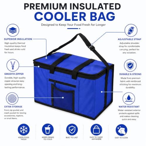 28L Extra Large Cooler Bag with Shoulder Strap, Blue — view 4