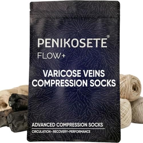 PENIKOSETE Compression Socks for Women Men 20 mmHg Lab-Tested Bamboo Charcoal Fiber Knee High Graduated Compression Air Travel Circulation Varicose Veins Swelling Edema Nurse Running Maternity