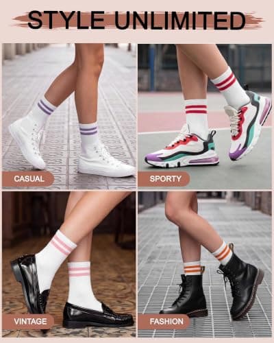 Hercicy 4 Pairs Girls Trip Themed Socks Girls Weekend Trip Gifts for Women Colorful Stripe Elastic Crew Socks for Weekend Travel Vacation Camping Bachelorettes Sisters Friends Bestie Party Favor — view 6