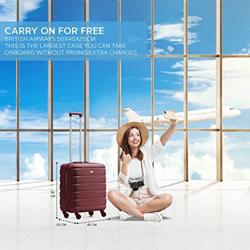 Flight Knight 56x45x25 EasyJet Cabin Bag, Jet2, British Airways Suitcase - Lightweight Small Durable 4-Wheel Cabin Case, Maximum Carry-On Size, ABS Hard Shell, 10kg Hand Luggage Bag- 56 x 45 x 25 — view 2