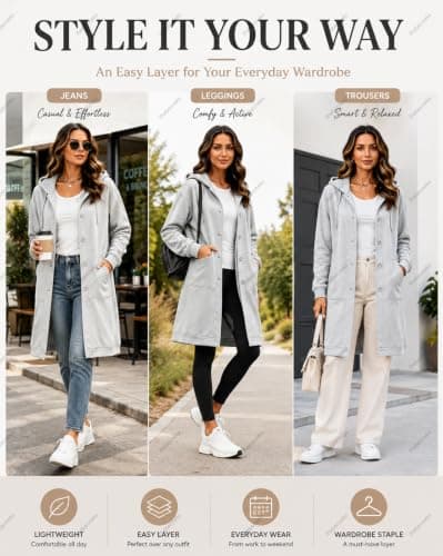 Ladies Long Sweatshirt Jacket Button Front for Shopping and Daily Travel — view 6