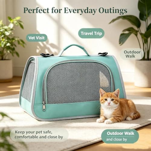 Green Cat Carrier Bag, Portable Pet Carrier For Small Animals，Green Pet Carrier Bag, Small Animal Carrier, Portable Design, Veterinary Visits, Outdoor Adventures, Travel Carrier, Durable Construction — view 4