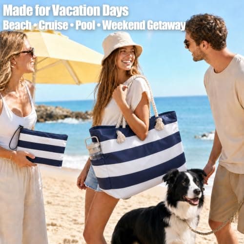 Vavabox 35L Large Beach Bag Set with Zip, Waterproof Beach Bags for Women — view 2
