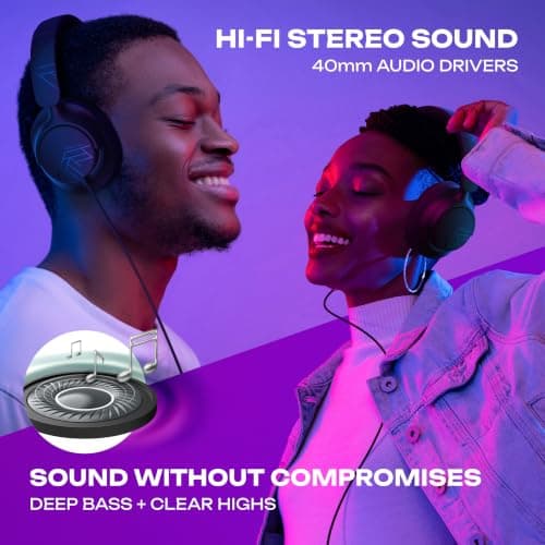 PowerLocus USB-C Wired Headphones Over-Ear, Noise Cancelling Microphone — view 5