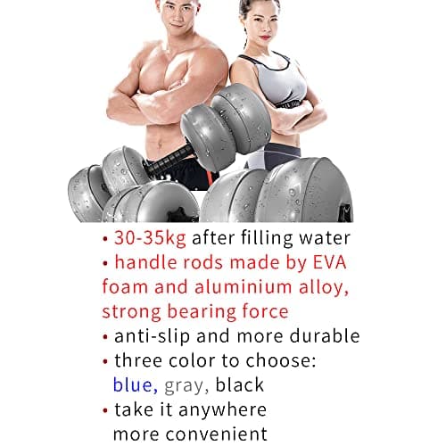 LTLCLZ Adjustable Dumbbell Weight Set Travel Portable Water Filled Dumbbells Gym Lifiting Fitness Training Sports Equipment,35KG Silver — view 5