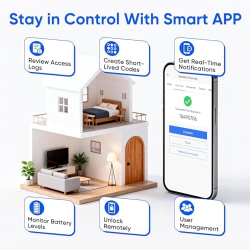 MYPIN Smart Door Lock with Biometric Fingerprint & Touchscreen Keypad, 6-in-1 Unlock, One-Touch Lock/Unlock, Auto Door Swing Detection Compatible with Apple Watch for Front Door — view 5