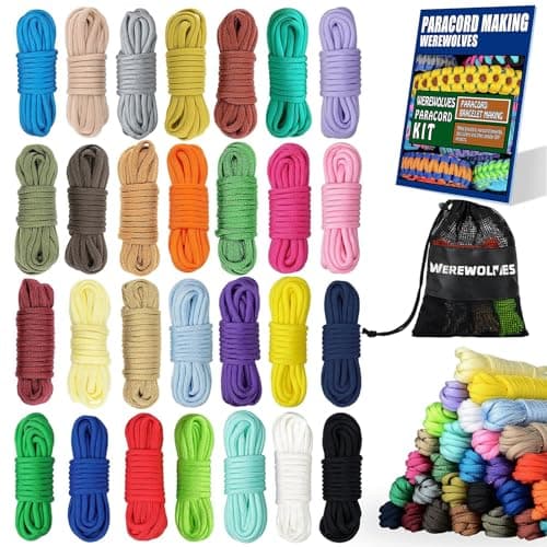 WEREWOLVES 28 Colors Paracord 550 Kits with Instruction - Multifunction Survival Parachute Cord Making Paracord Bracelets, lanyards, Dog Collar - 10 Feet Each Paracord Rope (Joy, 28 Colors)