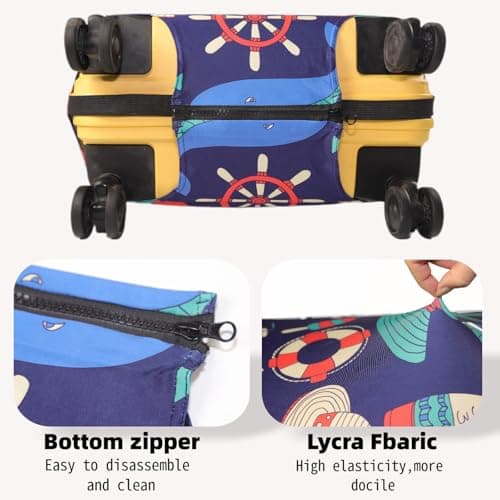 Oridaceae Elastic Suitcase Cover, Travel Luggage Cover Suitcase Protector Washable, Reusable and Dustproof, Polyester Trolley Case Covers with Zipper (Beach and ocean patterns, M (22-25 Inch)) — view 3