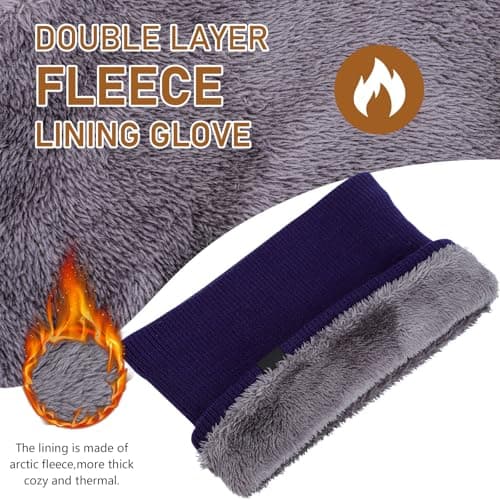 Fjquamitix Neck Warmer for Men Women Thick Fleece Thermal Snood for Men Winter Neck Gaiter Knitted Circle Scarf for Outdoor Sports Cycling Skiing Motorcycle (Navy Blue) — view 3