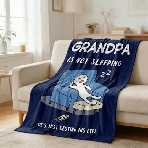 CECOMBINE Gifts for Grandpa Blanket, 150X130CM Funny Blanket Grandpa is Not Sleeping, Resting Eyes Soft Flannel Throw Promoted to Grandads Gifts from Grandchildren for Birthday Retirement Gifts — view 4