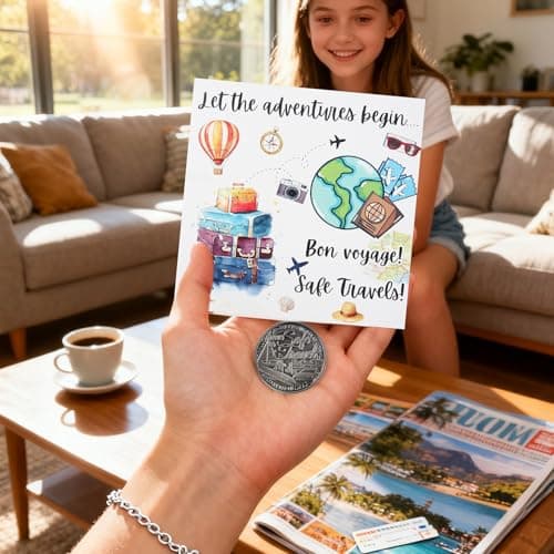 Wasise Safe Travels Gift - Bon Voyage Card, Good Luck Cards for New Adventure, Safe Travels Gift Set with Lucky Coin, Have A Wonderful Trip, Christmas Gifts for Travelers Dad Father Husband Friends — view 5