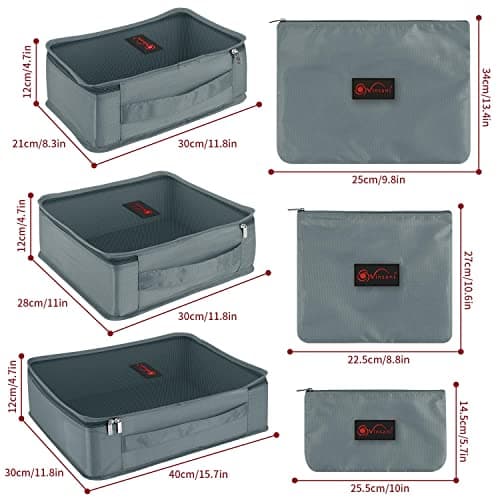 Vinsani 6pc Packing Cubes Travel Organiser Set for Suitcase, Grey — view 5