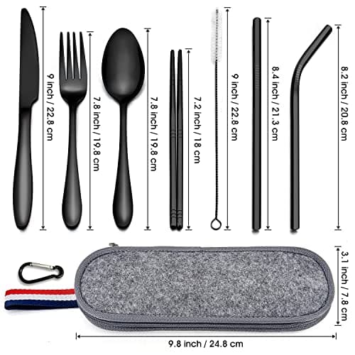 Herogo Portable Travel Cutlery Set with Case, 8Pcs for Camping Picnic Lunch — view 2