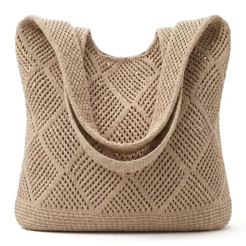 KIPTVO Crochet Large Beach Tote Bag, Lightweight Woven Pool Bag for Women