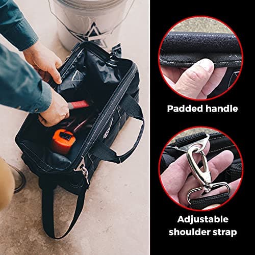 Nut Hugger Heavy-Duty Tool Bag with 24 Pockets, Large Jumbo Multi Tool Tote Carrier Caddy for Framer, Woodworker, Electrician, Mechanic, Maintenance on Job Sites, Wide Mouth 16 inch — view 4