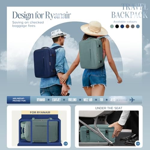 Xkdoai for Ryanair Cabin Bags 40x30x20,Backpack with TSA Approved Clear Bag — view 2