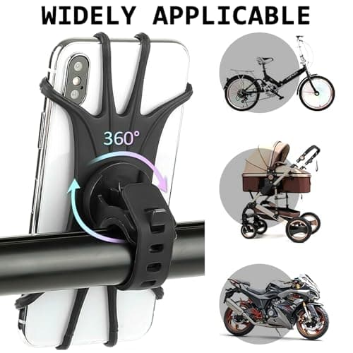 HTTDSLF 2 pack Bike Phone Holder, 360° Rotatable Adjustable Universal Silicone Bicycle Phone Holder, Detachable Motorcycle Motorbike Handlebar Bike Phone Mount Compatible for 4.0"-6.8" Smartphones — view 5