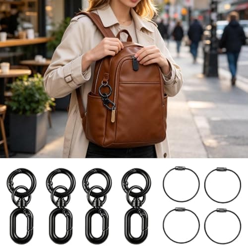 8 Pack Anti-Theft Zipper Locks, Small Zinc Alloy Anti Theft Carabiner — view 3