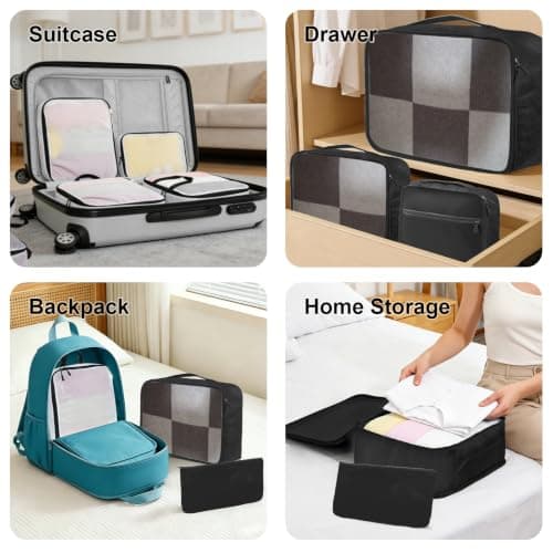 Packing Cubes 9-piece, Multi-size Packing Cubes for Suitcases, Large-capacity Travel Cubes (9, Black White) — view 5