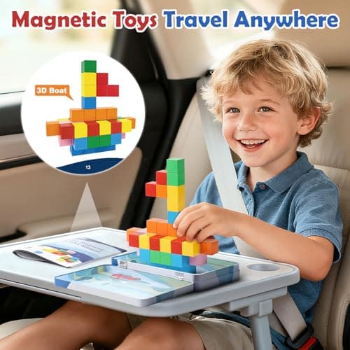 Dreamon Mini Magnetic Blocks 52PCS Travel Magnetic Building Blocks for Kids with Tin Box Magnet Cubes Montessori STEM Toy Toddlers Boys Girls Gifts Aged 3 4 5 6 Years Old — view 2