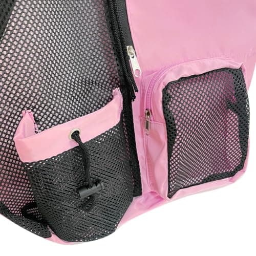 GZSYWZ Swimming Bag Mesh Drawstring Rucksack Pink Sports Bag Waterproof with Wet and Dry Compartments Adjustable Straps Swimming Fitness Workout Essentials for Men and Women — view 3