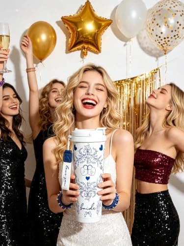 Bride Squad Bride Tumbler - Bachelorette Party Cups for Bridal Shower & Engagement - 22oz Stainless Steel Bride Cup with Double-Model Lid — view 5