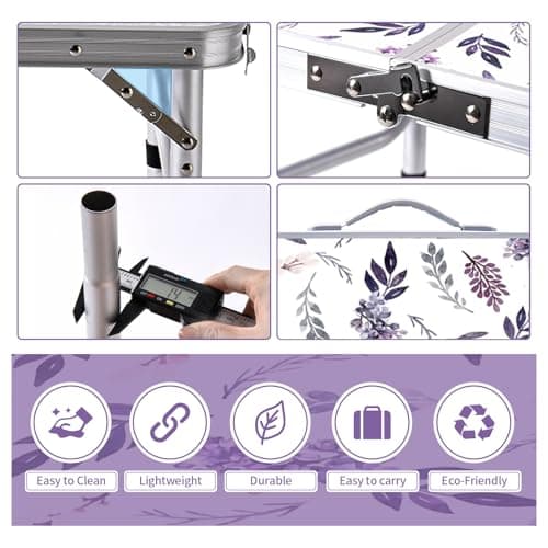 Yriuat Folding Camping Table 3ft Portable Picnic Table, Misty Lilac — view 5