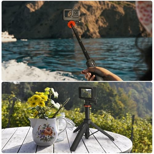 20"/51cm Selfie Stick Tripod for GoPro Hero 13/12/11/10/9/8/Max2, DJI Osmo Pocket 4P/4/3, Action 6/5 Pro/4, AKASO EK7000 Action Cameras — view 3