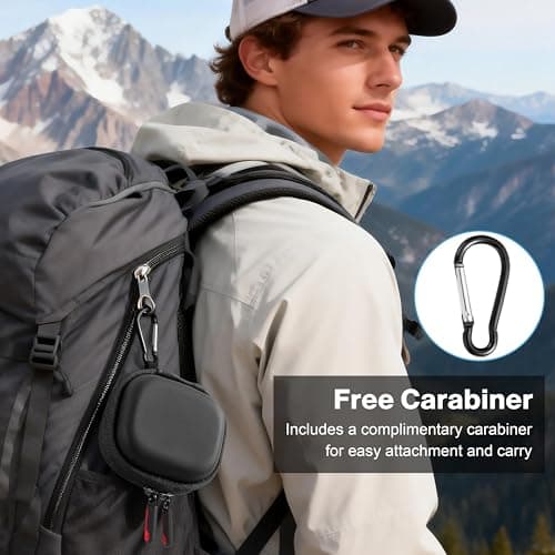 Carrying Case for gopro Lit Hero/Hero Accessories Hard Shell PU Cover Protection Storage MINI Bag Travel Portable Cases with Carabiner Action Camera — view 3